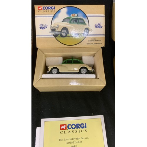 63 - Selection boxed Corgi classics to include  96756 Morris Minor Bristol Omnibus, 98165 Ford Cortina Lo... 