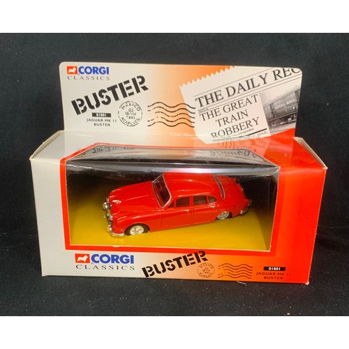 104 - Corgi 01803 Inspector Morses Jaguar 2.4, Mk11,Diecast Model in 1:43 Scale, Corgi Buster 01801 Jaguar... 