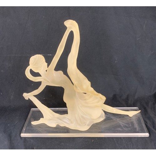 100 - Frosted lucite acrylic dancer, art deco style, approximate overall measurements: Height 14.5 inches,... 