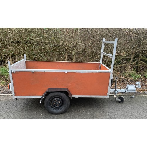 100A - Single axel trailer, approximate measurements: Length inc towbar 109 inches, Wheel to wheel 50 inche... 