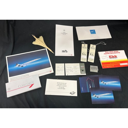 58 - Selection of vintage Concorde memorabilia to include menus, programmes, tickets etc