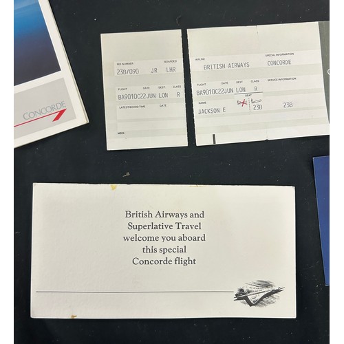 58 - Selection of vintage Concorde memorabilia to include menus, programmes, tickets etc