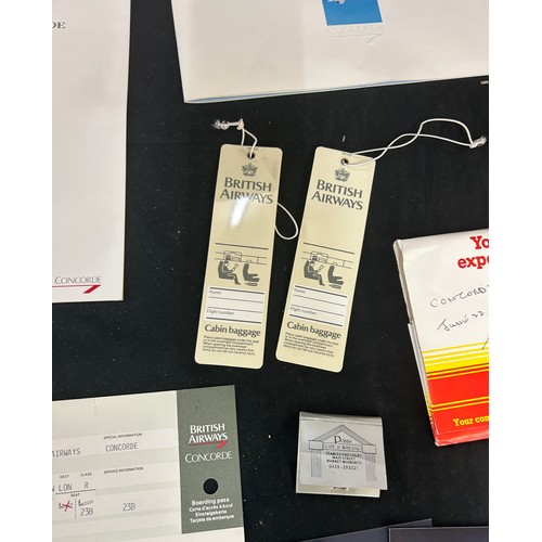 58 - Selection of vintage Concorde memorabilia to include menus, programmes, tickets etc