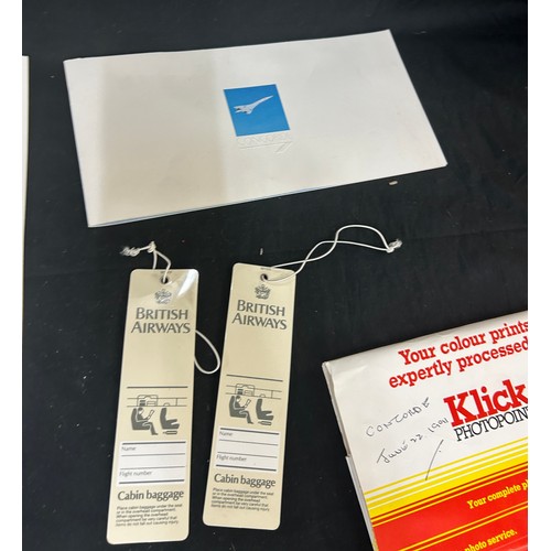 58 - Selection of vintage Concorde memorabilia to include menus, programmes, tickets etc