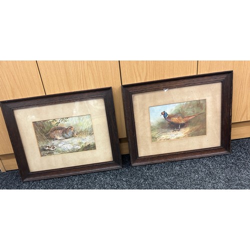 119 - Two oak framed signed A.Thorburn prints of a Pheasant and one of a Grouse and child measures approxi... 