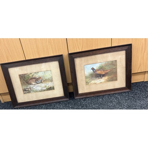 119 - Two oak framed signed A.Thorburn prints of a Pheasant and one of a Grouse and child measures approxi... 