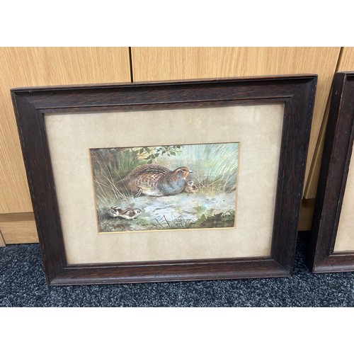 119 - Two oak framed signed A.Thorburn prints of a Pheasant and one of a Grouse and child measures approxi... 