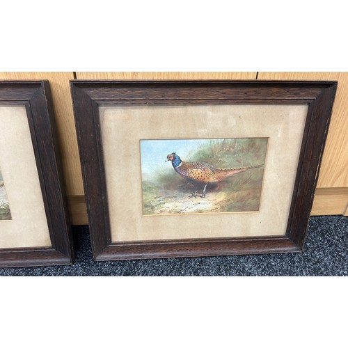 119 - Two oak framed signed A.Thorburn prints of a Pheasant and one of a Grouse and child measures approxi... 