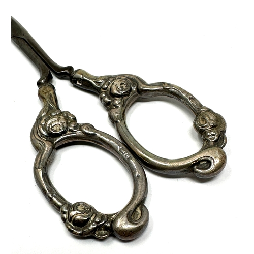 62 - Antique Sterling Silver Nail or Sewing Scissors