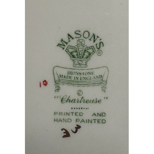 150 - Selection of vintage Masons pottery Chartreuse pattern, to include  pair ginger jars, lamp, plate et... 