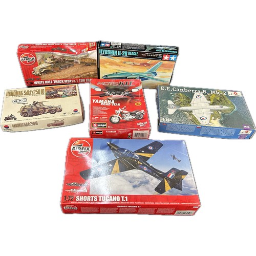 68 - Selection of model kits includes White half track m3a1, Hanomag etc