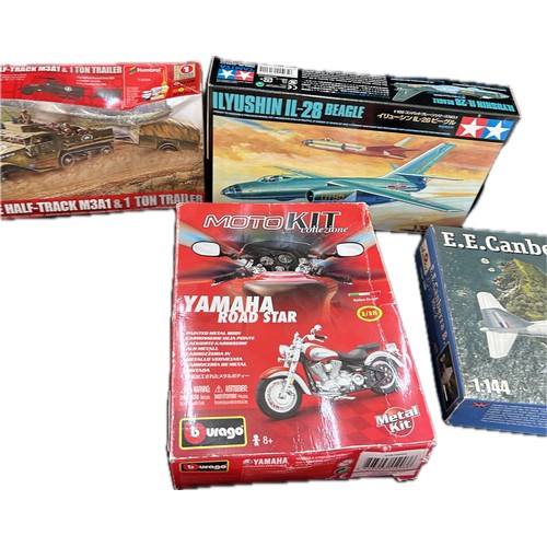 68 - Selection of model kits includes White half track m3a1, Hanomag etc