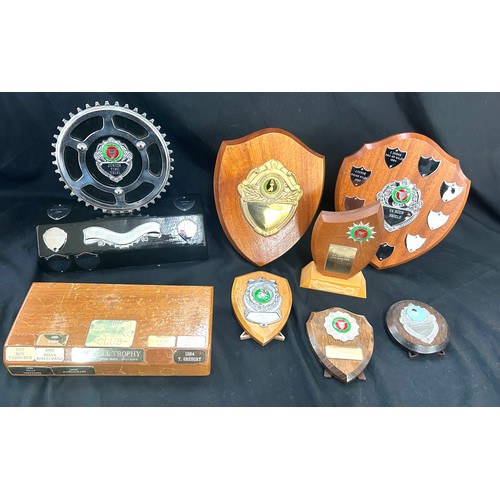 38 - Large selection of assorted trophies includes Time trail, bike trophies etc