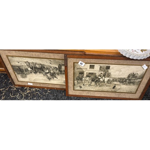 86 - Two vintage framed prints, each print measures approximately Width 23 inches, Height 14 inches