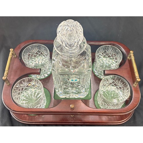 60 - Tutbury Cut glass decanter, whiskey glasses within tray