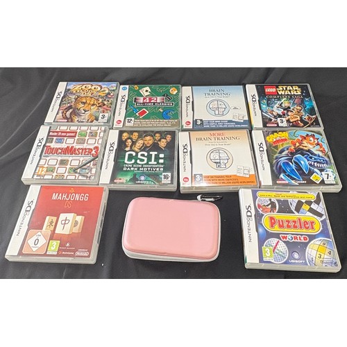 91 - Nintendo DS together with 10 boxed games, untested