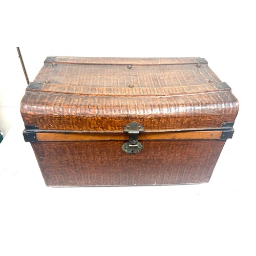 254 - Metal trunk including saws, mitre block etc trunks measures approximately 17 inches tall x 27 wide a... 