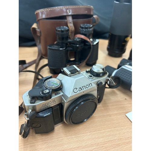 96 - Canon AE1 Program 35mm Camera, Miranda 58mm Skylight filter, Miranda 35-70mm lens, Seal binoculars m... 