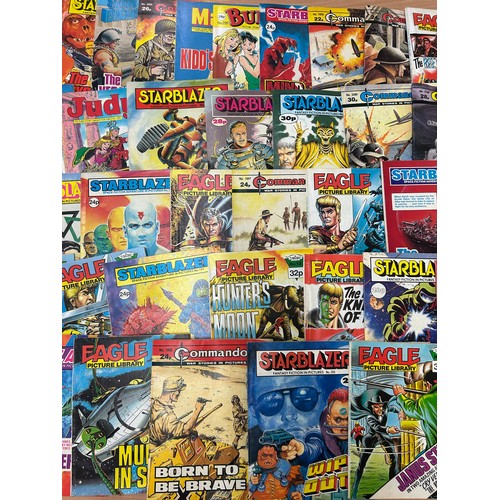 35 - Selection of vintage comics to include eagle picture library, Commando, Starblazer, Bunty,