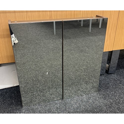 209 - Two door mirrored front bathroom display cabinet measures approximately 25 inches tall x 25 wide