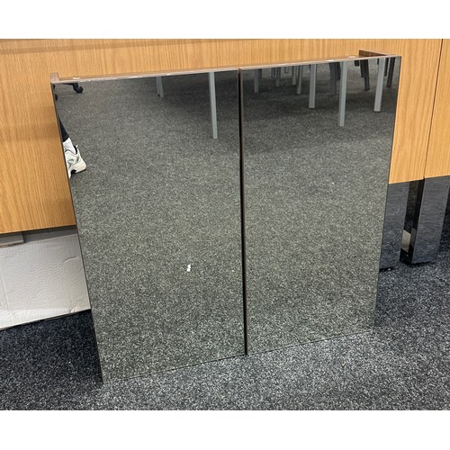 209 - Two door mirrored front bathroom display cabinet measures approximately 25 inches tall x 25 wide