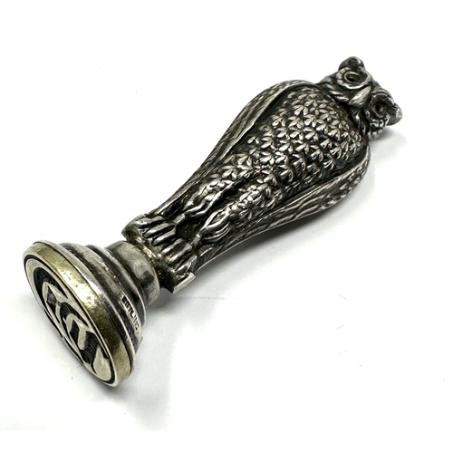 66 - vintage silver owl seal measures approx 5.5cm