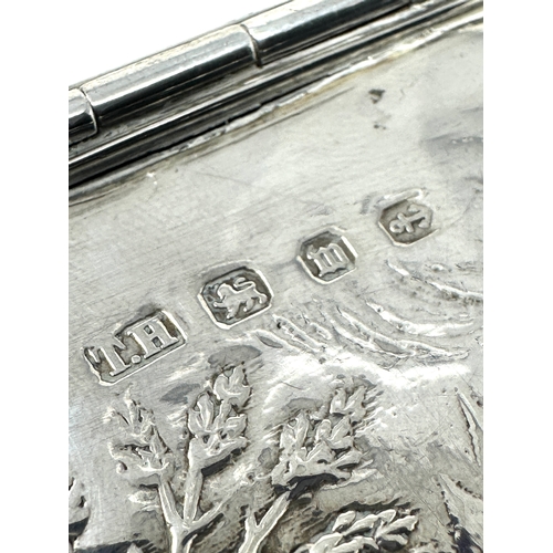 70 - Antique embossed silver tea caddy birmingham silver hallmarks measures approx height 8cm by 5cm edge... 