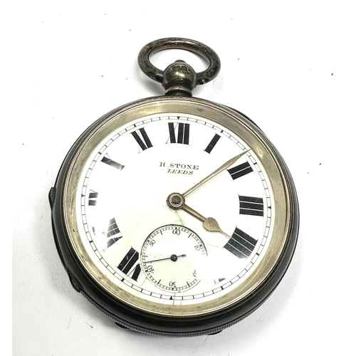 413 - Antique silver open face pocket watch H.Stone Leeds the watch is ticking weight 156g