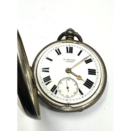 413 - Antique silver open face pocket watch H.Stone Leeds the watch is ticking weight 156g