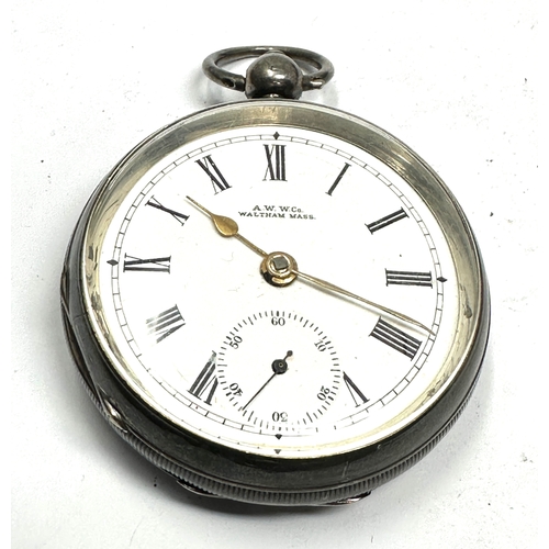 416 - Antique silver open face pocket watch waltham mass the watch is ticking weight 114g