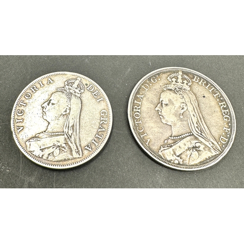 483 - victorian silver 1889 crown & 1890 double florin