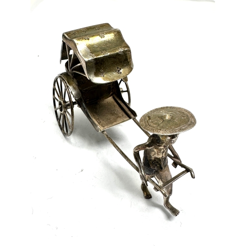 22 - chinese silver miniature rickshaw  repair to the wheel is needed