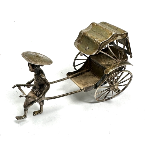 22 - chinese silver miniature rickshaw  repair to the wheel is needed