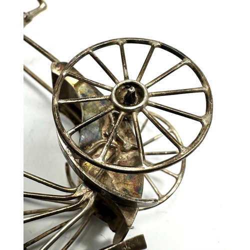 22 - chinese silver miniature rickshaw  repair to the wheel is needed