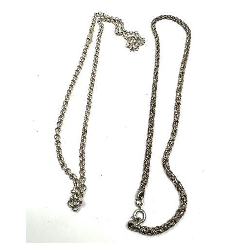 263 - 2 vintage heavy silver necklace chains weight 63g