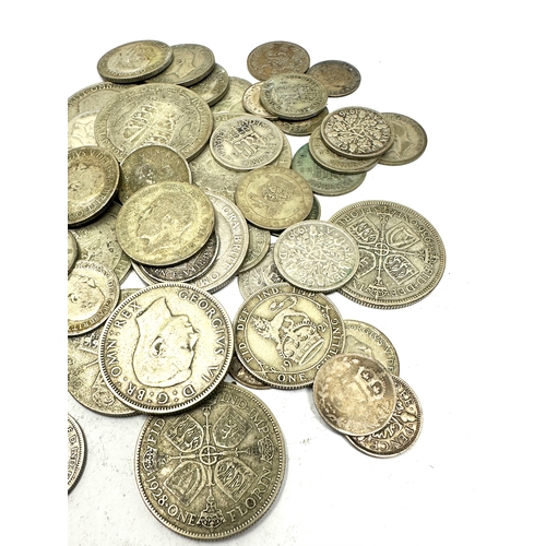 378 - pre 1947 silver coins inc half crowns two shillings sixpences & three pence coins weight 195g