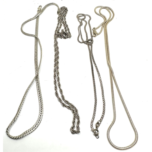 285 - 4 vintage silver necklace chains weight 48g