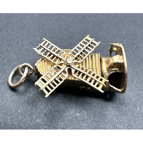 164 - vintage 9ct gold windmill charm weight 5.4g