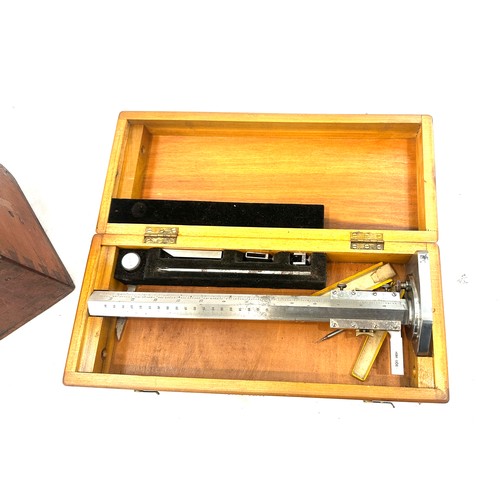 78 - Vintage Yuards Daveletts military box and a Chesterman mahogany precision tool and contents largest ... 