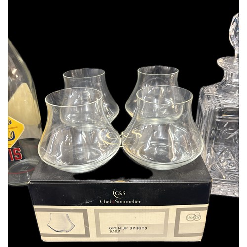 190 - Selection of glassware to include Stuart crystal decanter, Chef & Sommelier open up spirit glasses, ... 