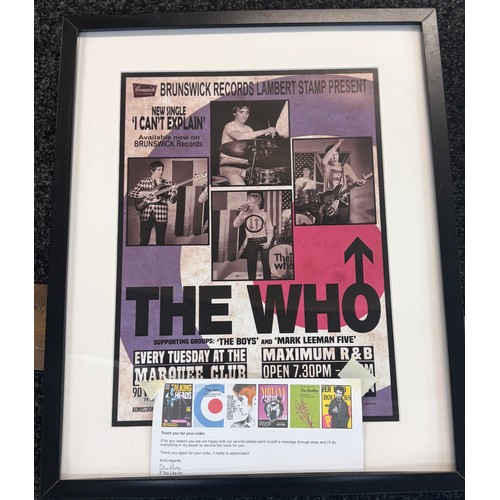 85 - Selection framed prints, to include 2 x The who prints etc, largest frame measures approximately: 21... 