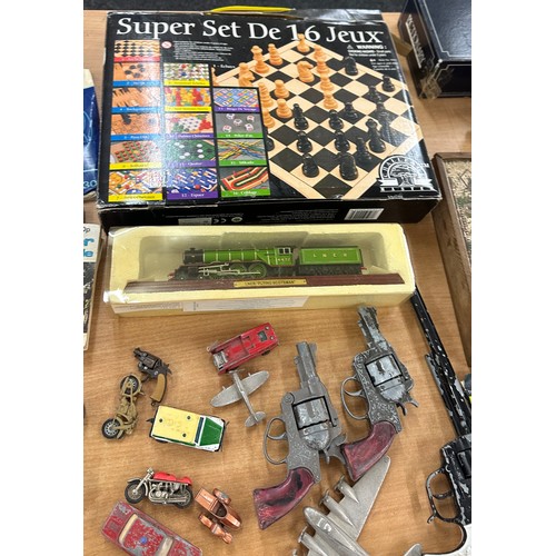 197 - Selection of vintage games, die cast vehicles etc