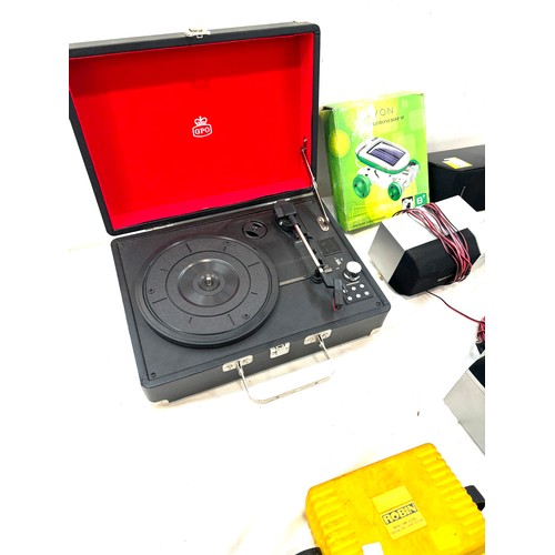 146 - Selection of electricals includes GPO record player, Tecnics speakers etc, untested