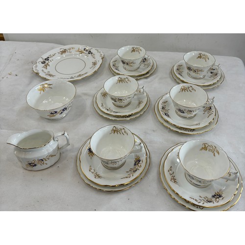 36 - Part Royal crown Derby blue flower tea set