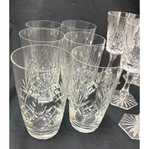 148 - 4 Sets of 6 etched and cut glass drinking glasses