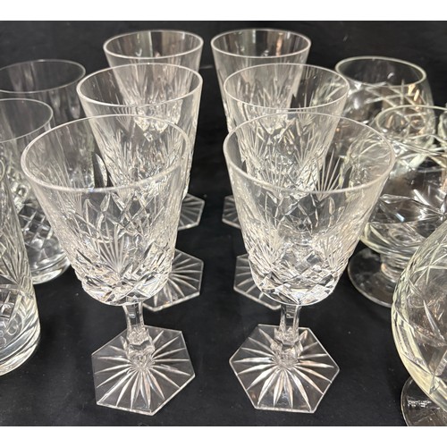 148 - 4 Sets of 6 etched and cut glass drinking glasses