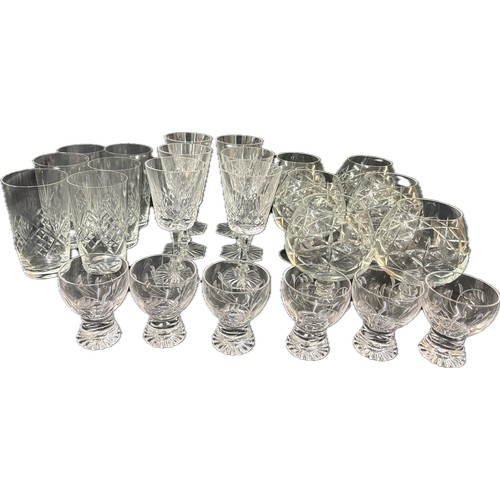 148 - 4 Sets of 6 etched and cut glass drinking glasses