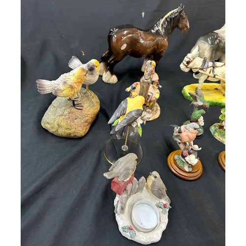 165 - Selection of animal figurines and ornaments to include Beswick horse, novelty carriage, etc