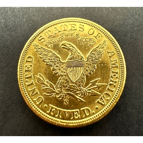 2 - 1901 S $5 Five Dollar Liberty Head Gold Half Eagle looks in unc condition