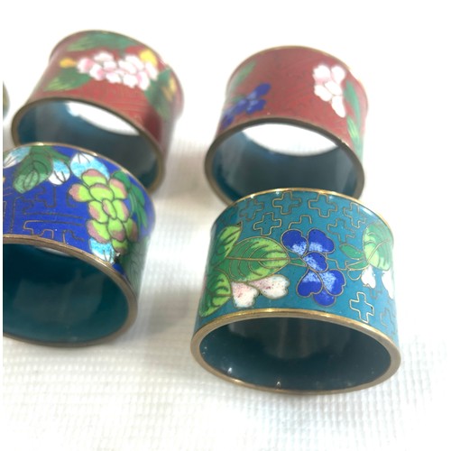 20 - 8 Vintage Cloisonne hand decorated enamel napkin rings/Serviette rings